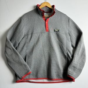 LL Bean Mens Gray Red Airlight Knit Slightly Fitted Pullover Size Tall Large